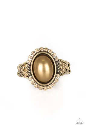 Acid Proof Simple Bauble Paparazzi Accessories ? Pearl Party - Brass Ring?Flat Rate Ship $4.50?
