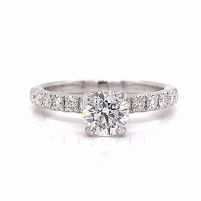 14 Karat White Gold Straight Engagement Ring (1.02cttw) Shiny Pieces Refined Piece