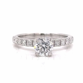 14 Karat White Gold Straight Engagement Ring (1.02cttw) Shiny Pieces Refined Piece