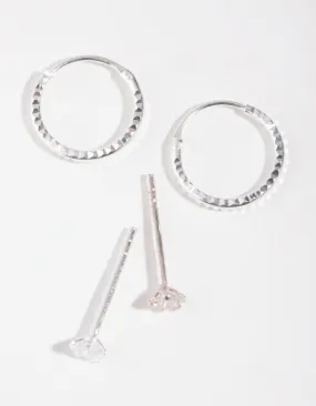 Sterling Silver Star Stud & Hoop Earrings Modern Design