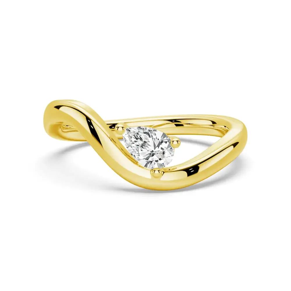 Pear Shaped Solitaire Wave Promise Ring Fine Embellishment Exploratory Piece