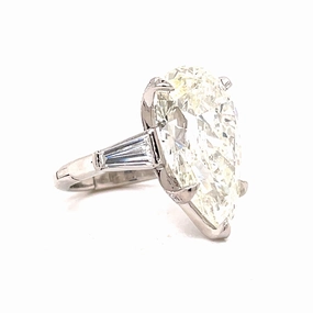 Pear Diamond with Baguette and Diamond Hidden Halo Subdued Sparkle