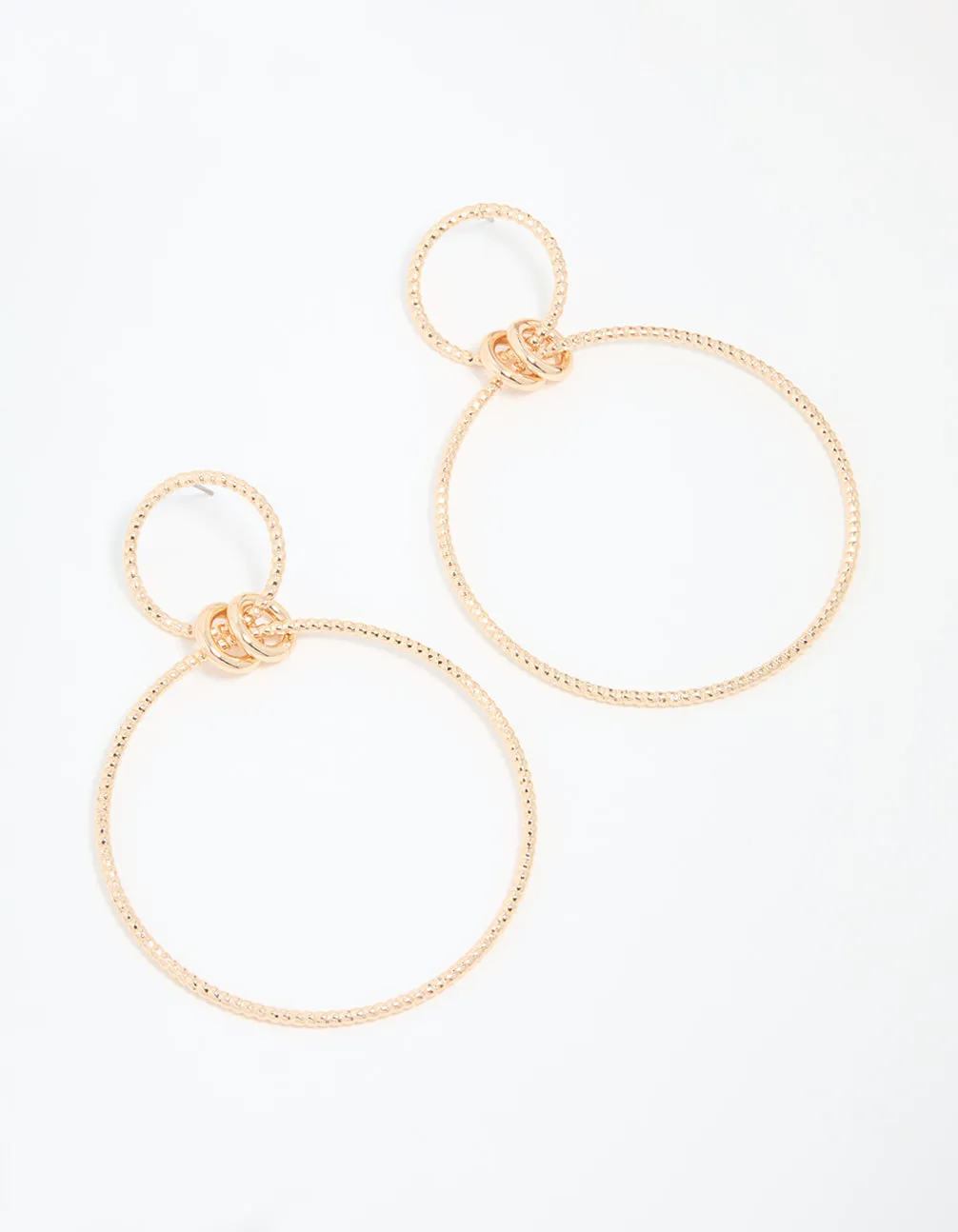 Brilliant Style Antique Gold Large Circle Link Drop Earrings