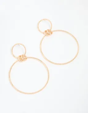 Brilliant Style Antique Gold Large Circle Link Drop Earrings