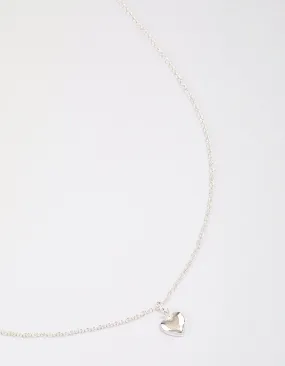Sterling Silver Puffy Heart Pendant Necklace Bold Accessory