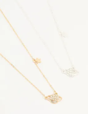 Mixed Metal Star & Planet Necklaces 2-Pack Fall Fashion college student