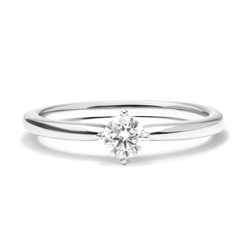 Petite Round Cut Lab Grown Diamond Solitaire Promise Ring Minimalist Insignia Custom Craft