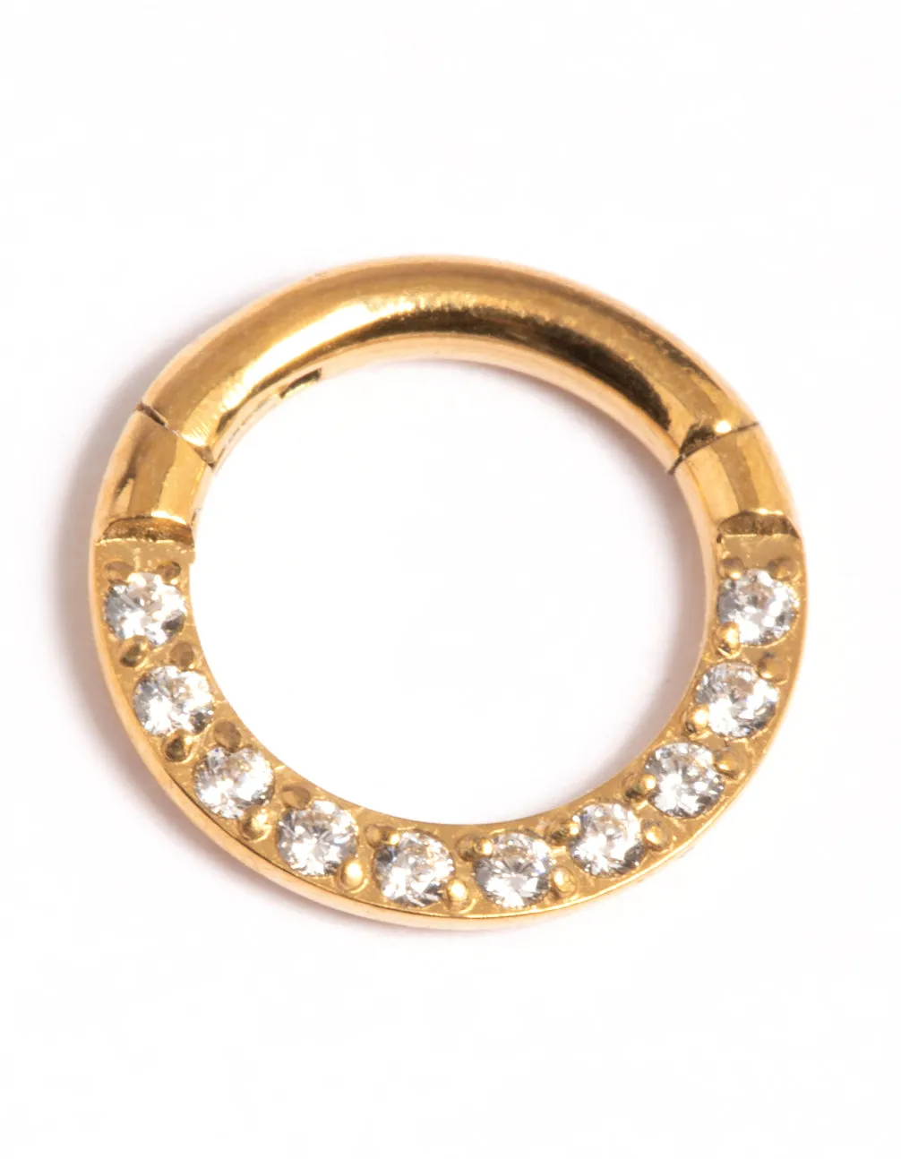 Gold Plated Titanium Cubic Zirconia 6mm Clicker Radiant Adornment