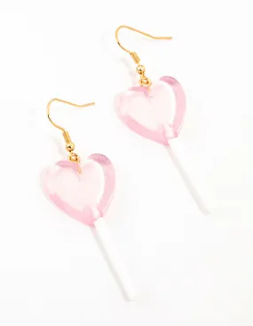 Pink Lollipop Drop Earrings Artistic Adornment