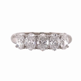 Platinum 5-Stone Diamond Anniversary Band (1.53cttw) Lustrous Design Boho Mood