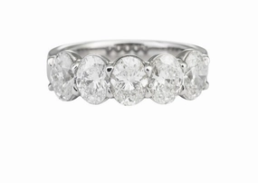 Platinum 5-Stone Oval Diamond Anniversary Band (5.01cttw) Heirloom Accent Gleaming Detail