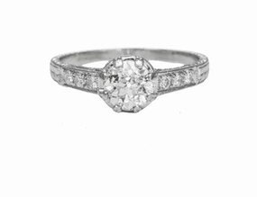 Luxe For Less Platinum 8 Prong Engraved Antique Old European Diamond Engagement Ring (1.11cttw)