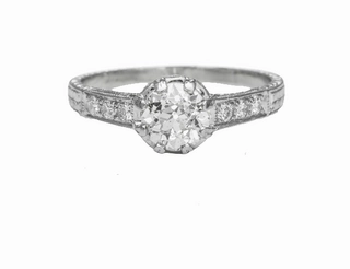 Luxe For Less Platinum 8 Prong Engraved Antique Old European Diamond Engagement Ring (1.11cttw)