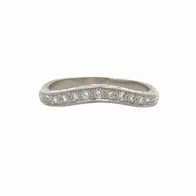 Platinum Art Deco Motif Diamond Curved Wedding Band Splendid Shine