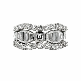Platinum Baguette and Round Diamond Anniversary Band Daily Classic