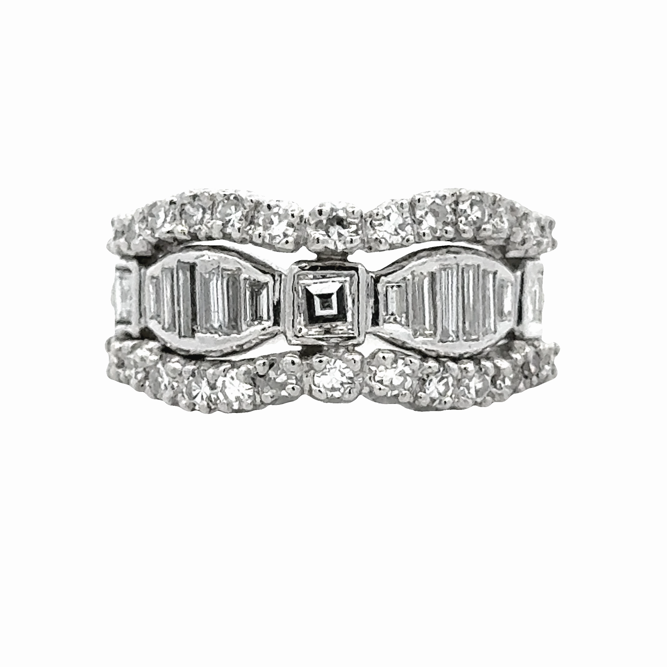 Platinum Baguette and Round Diamond Anniversary Band Daily Classic