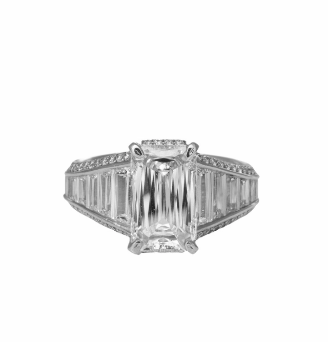 Elegant Details Soft Contrast Platinum Diamond Crisscut Engagement Ring (5.55cttw)