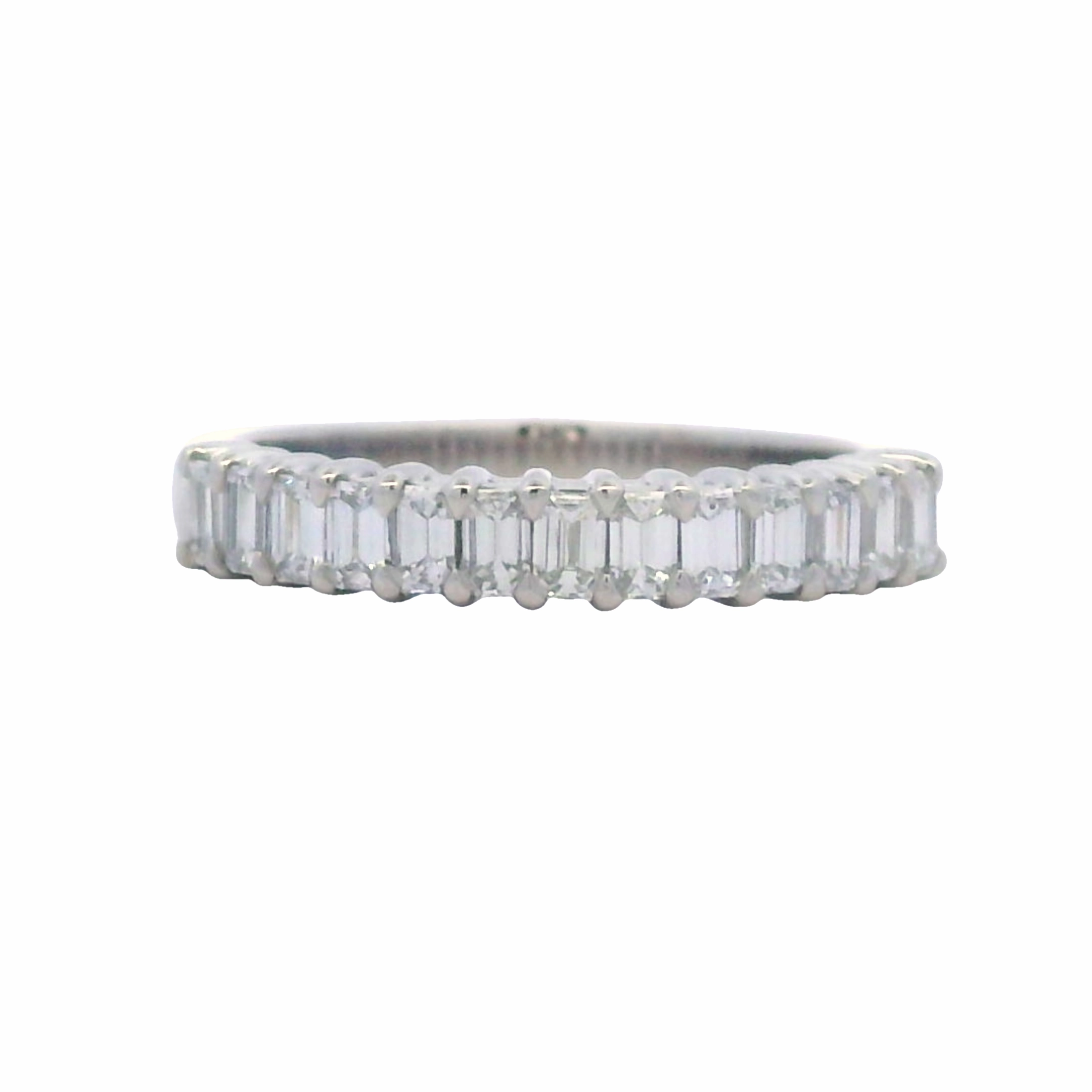 Platinum Emerald Cut Diamond Anniversary Band - 0.75 Carat Total Weight Refined Lines