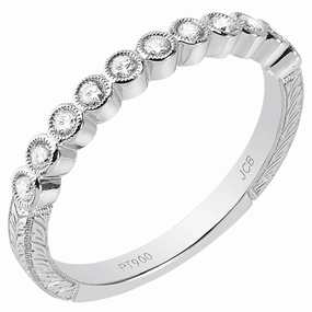 Platinum Engraved Diamond Stackable Ring Distinct Accent