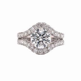 Platinum Split Shank Halo Engagement Ring (3.04cttw) Graceful Style gentle touch