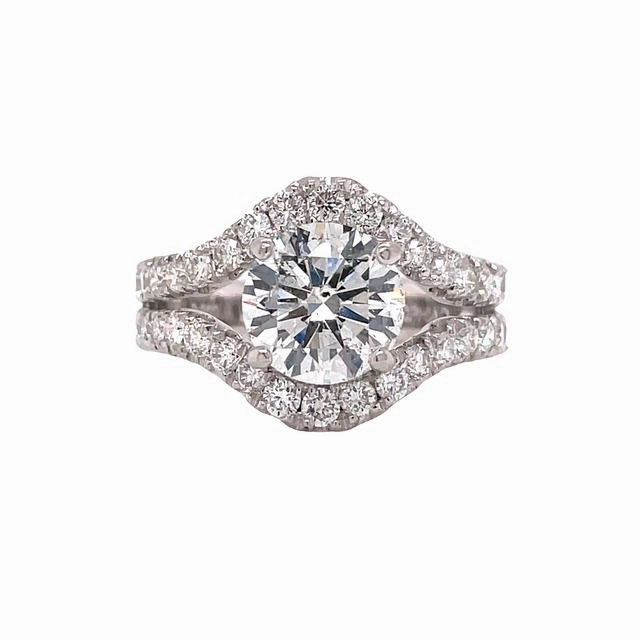 Platinum Split Shank Halo Engagement Ring (3.04cttw) Graceful Style gentle touch
