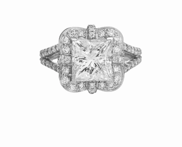 Elegant Form Platinum Split Shank Halo Micro-Pave Semi-mount ring