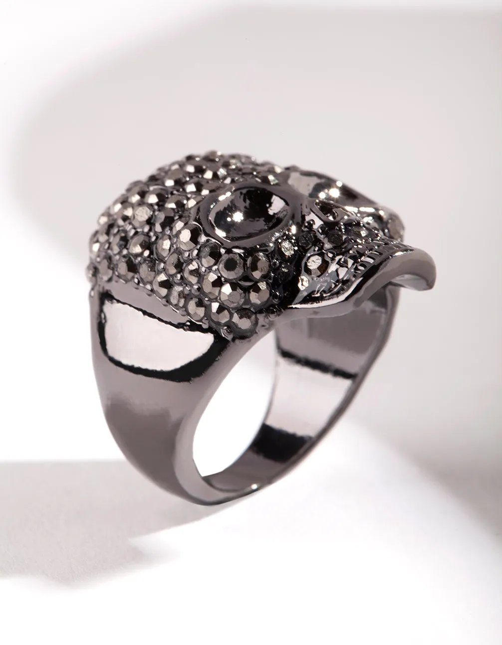 Gunmetal Diamante Skull Ring Elegant adornment