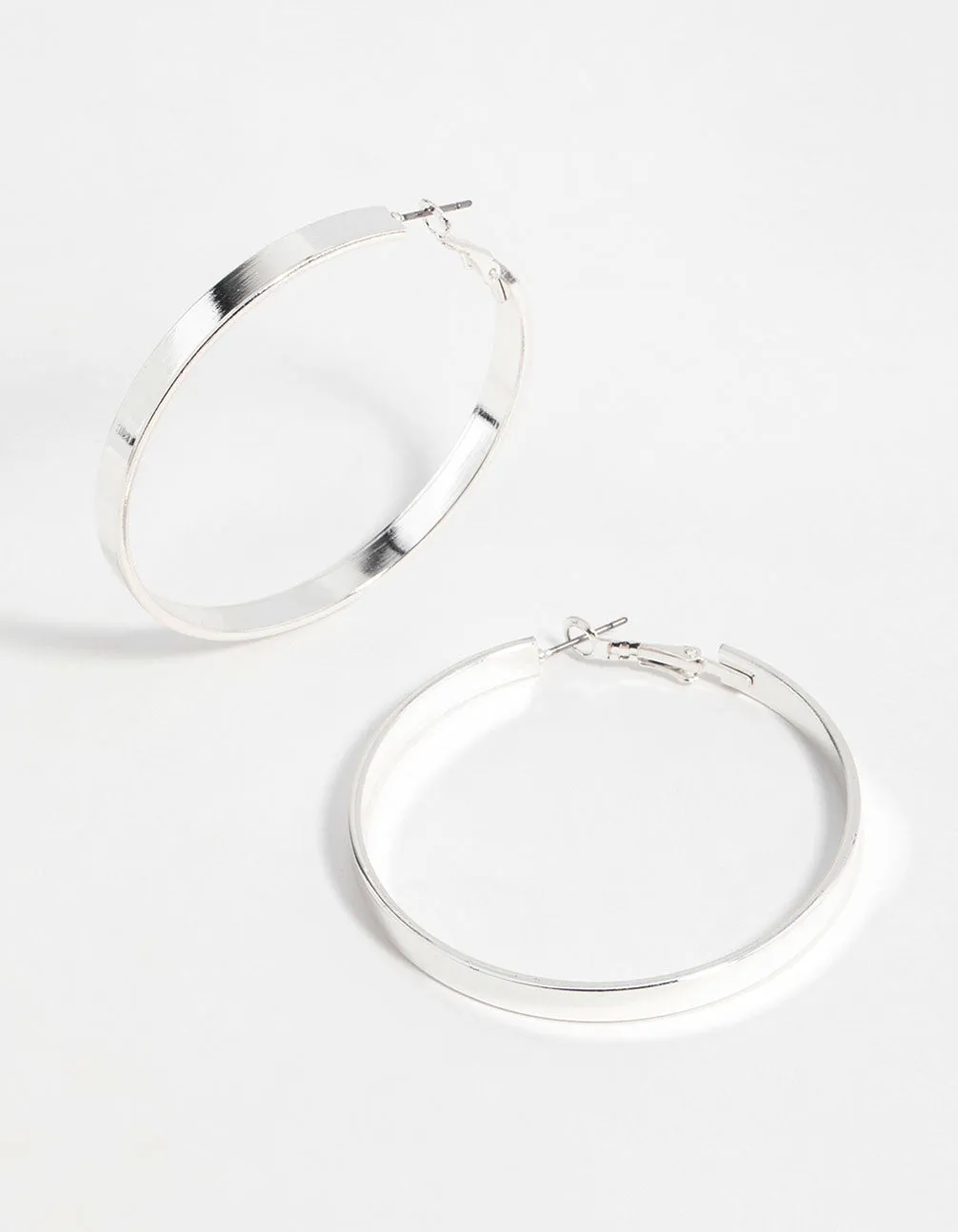 Party Item Silver Textured Hoop Earrings