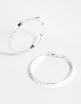 Party Item Silver Textured Hoop Earrings