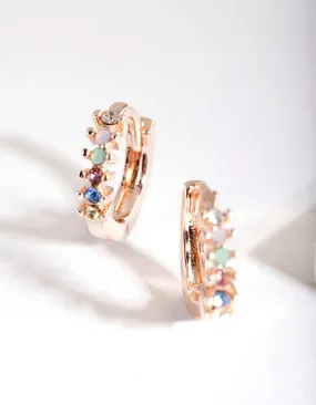 Rainbow Diamante Huggie Polygonal Jewelry Vintage Adornment