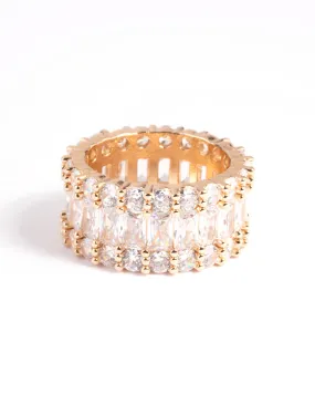 Strong Embellishment Gold Cubic Zirconia Baguette Ring