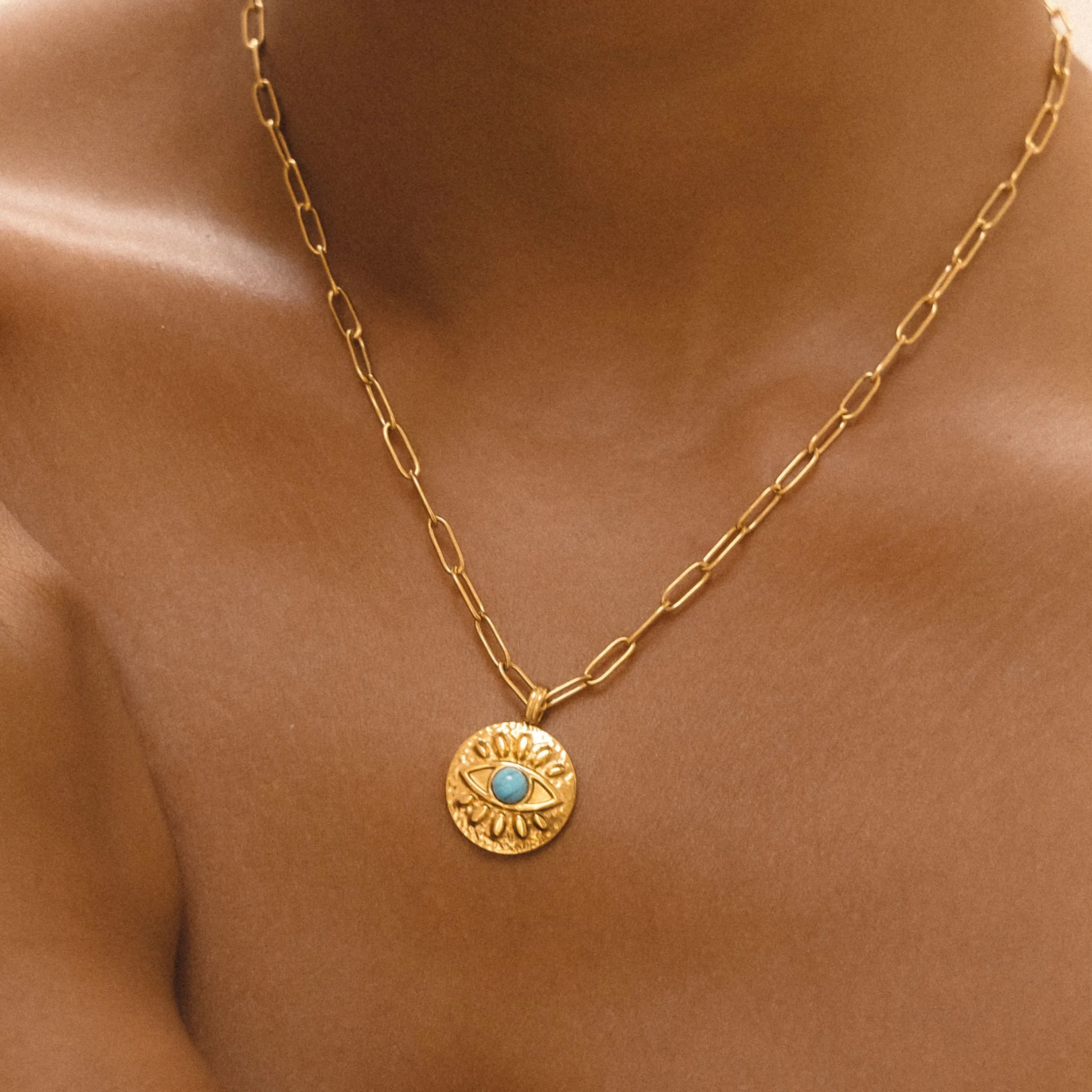 Chic piece Handmade Adornment Turquoise Evil Eye Necklace