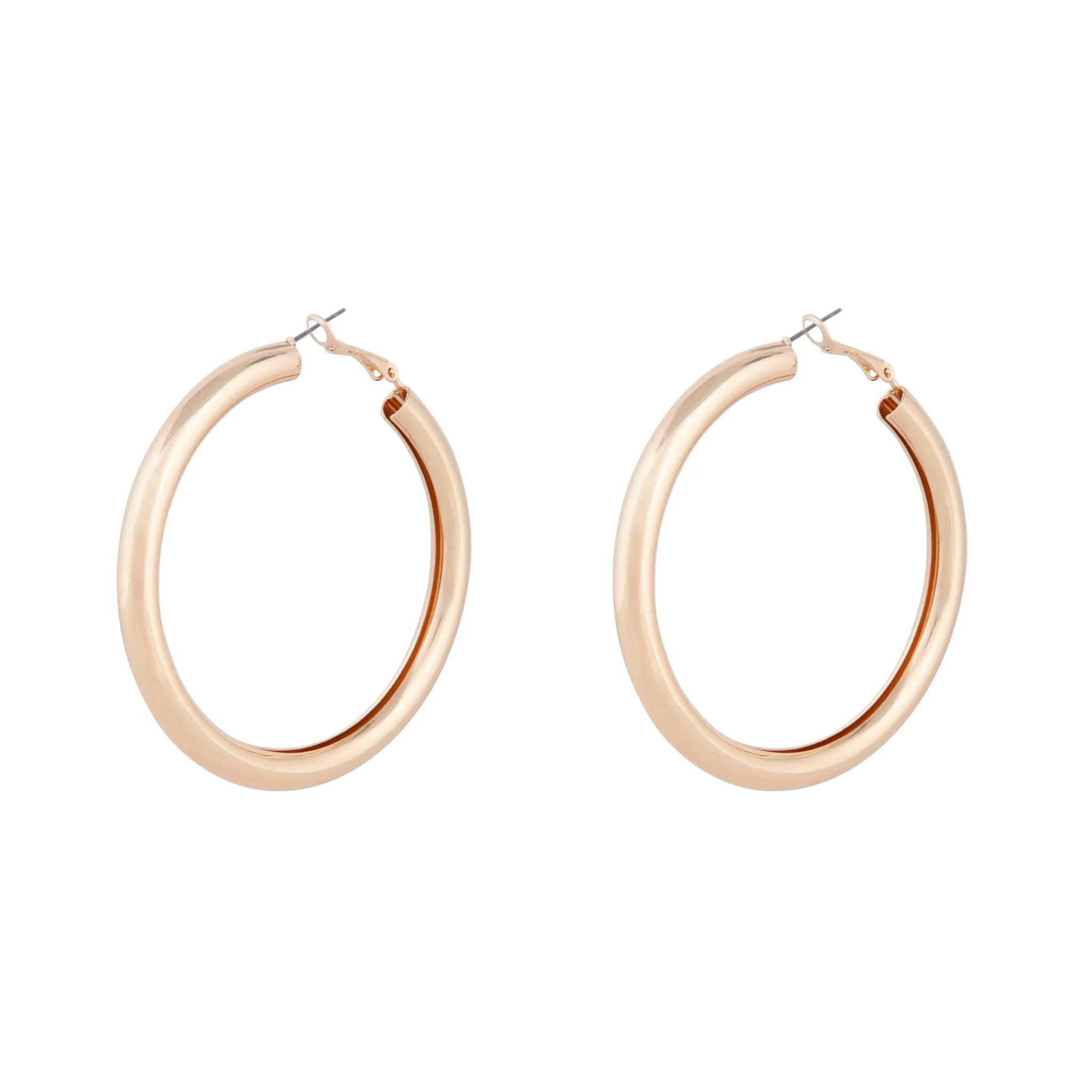 Polished Gold Tube Hoop Earrings Pearlescent Piece