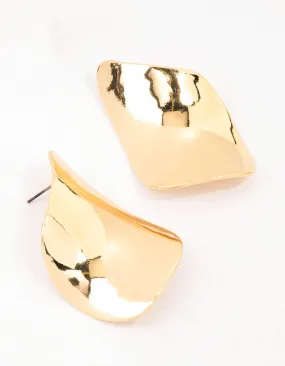 Corporate Item Gold Plated Large Petal Stud Earrings