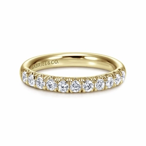Portofino - 14K Yellow Gold French Pave Diamond Wedding Band Chic Choice Silver Edge