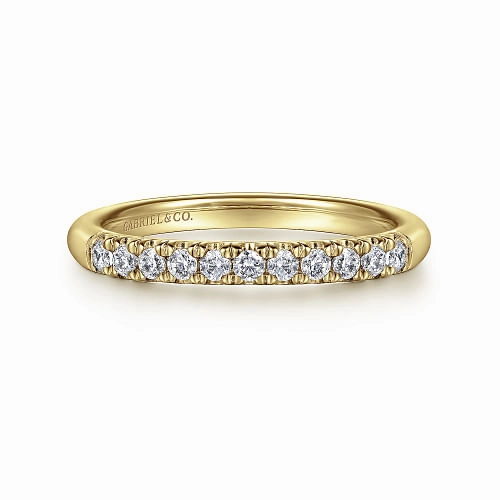 Casual Chic Graceful Flow Portofino - 14K Yellow Gold French Pave Diamond Wedding Band