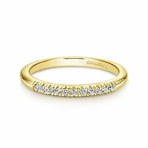 Portofino - 14K Yellow Gold French Pave Set Diamond Wedding Band Monochrome Fit
