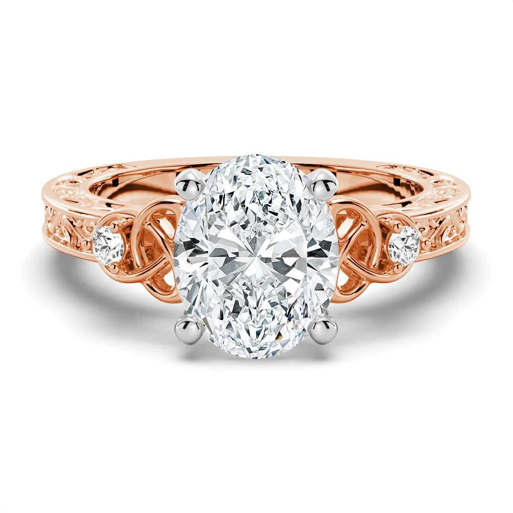 Vintage Celtic Knots Design Oval Moissanite Engagement Ring Meaningful Statement Timeless Appeal