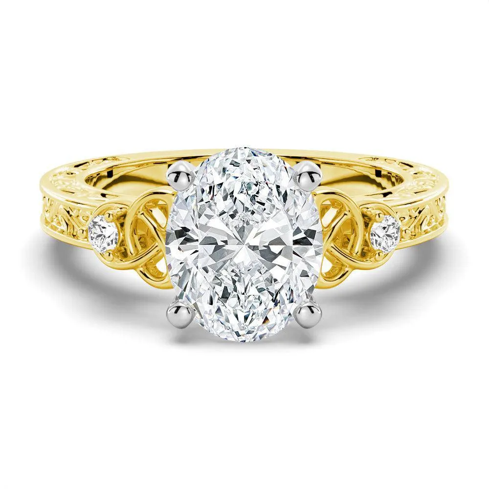 Attractive Design Vintage Celtic Knots Design Oval Moissanite Engagement Ring
