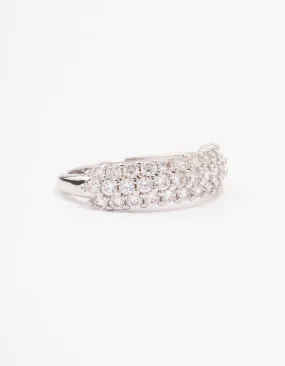 Silver Slim Cubic Zirconia Band Ring Branded Article