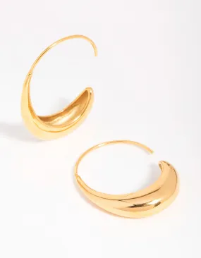 Waterproof Gold Plated Stainless Steel Thick Half Hoop Earrings Linear Embellishment Chic Embellishment
