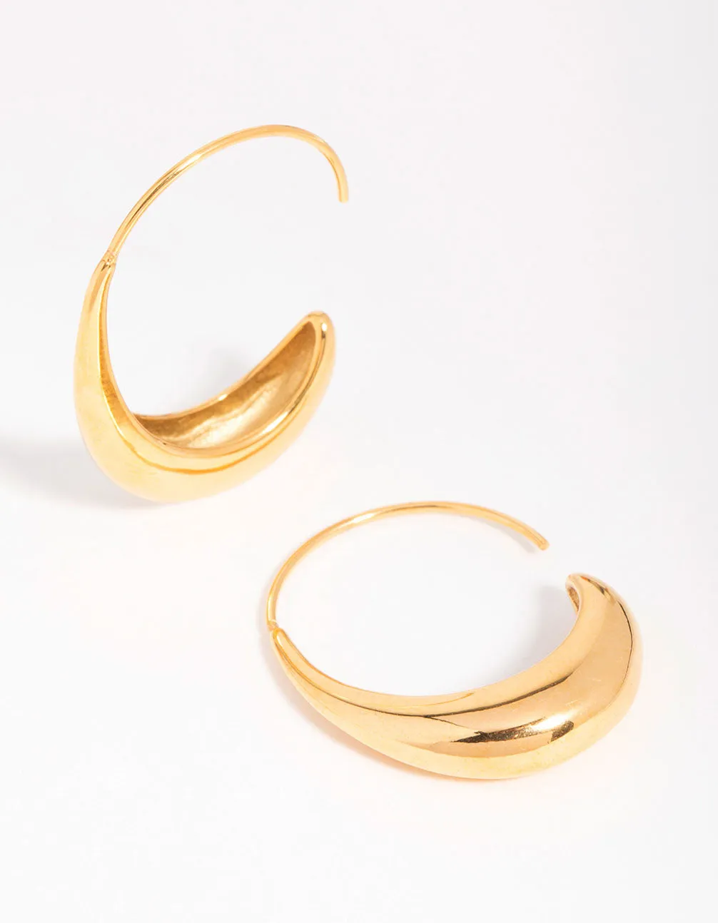 Waterproof Gold Plated Stainless Steel Thick Half Hoop Earrings Linear Embellishment Chic Embellishment