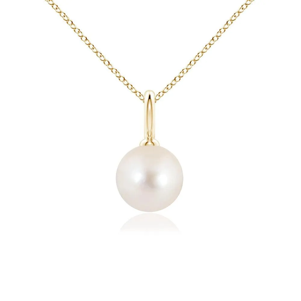 8mm Classic Freshwater Cultured Pearl Solitaire Pendant Comfortable item For College