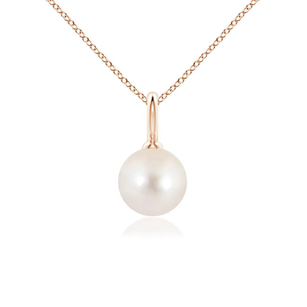 Party Present Keepsake Item 8mm Classic Freshwater Cultured Pearl Solitaire Pendant