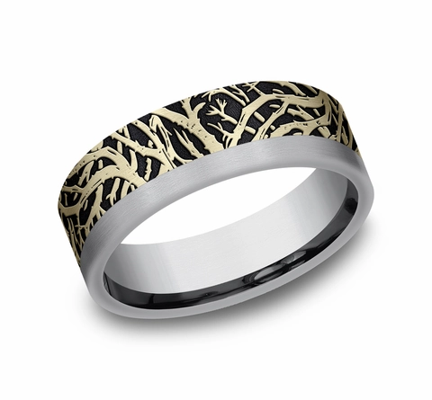 Gents Tantalum/14KY Band Simple Accent Shining Accent