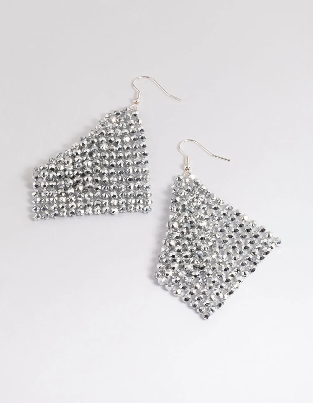 Silver Diamante Chainmail Drop Earrings Vintage design