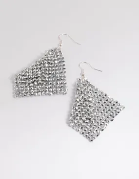 Silver Diamante Chainmail Drop Earrings Vintage design