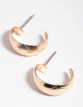 Opulent Embellishment Gold Woven Huggie Hoop Earrings