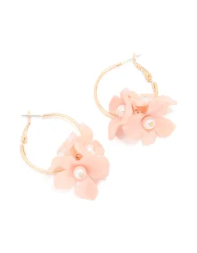 Gold Pink Acrylic Flower Drop Earrings Beautiful Option