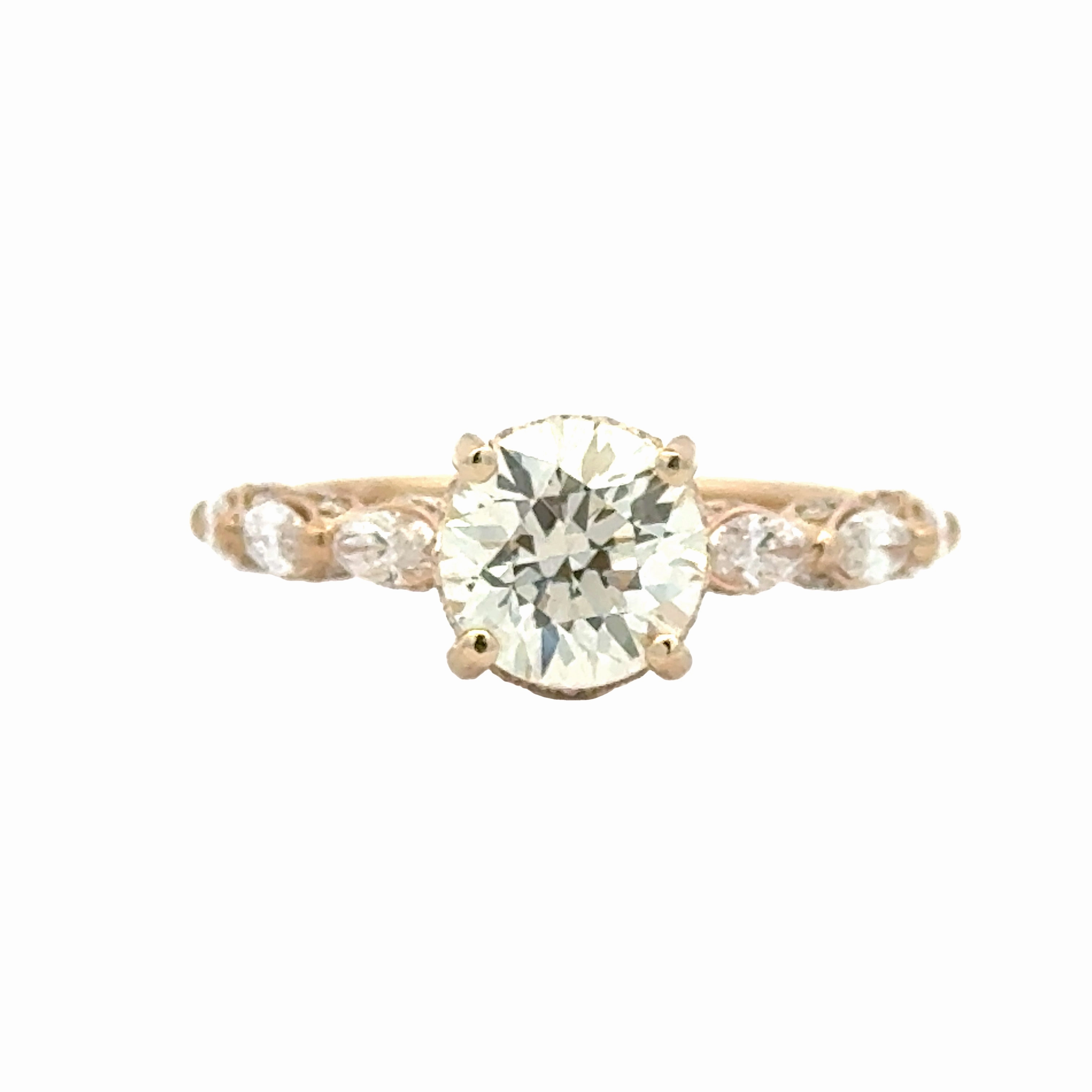 Charming Pieces Design 14ky Hidden Halo Round & Marquise Diamond Engagement Ring (2.33cttw)